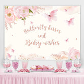 Lofaris Butterfly Kisses And Baby Wished Backdrop for Shower
